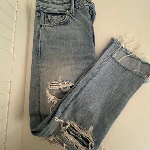 GRLFRND Light Blue Distressed Ankle Jeans
